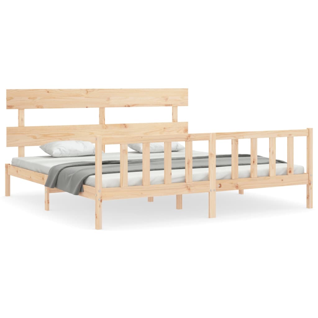 Bed Frame without Mattress 183x203 cm King Solid Wood Pine