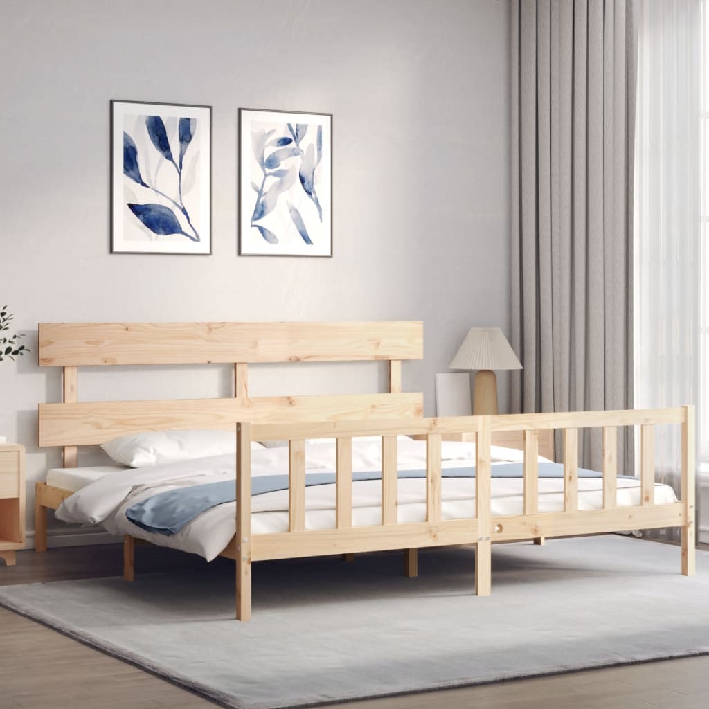 Bed Frame without Mattress 183x203 cm King Solid Wood Pine