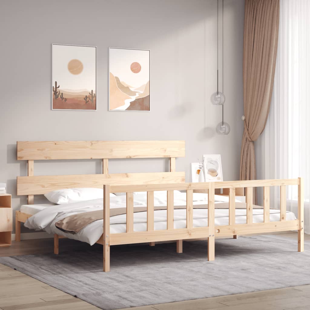 Bed Frame without Mattress 183x203 cm King Solid Wood Pine