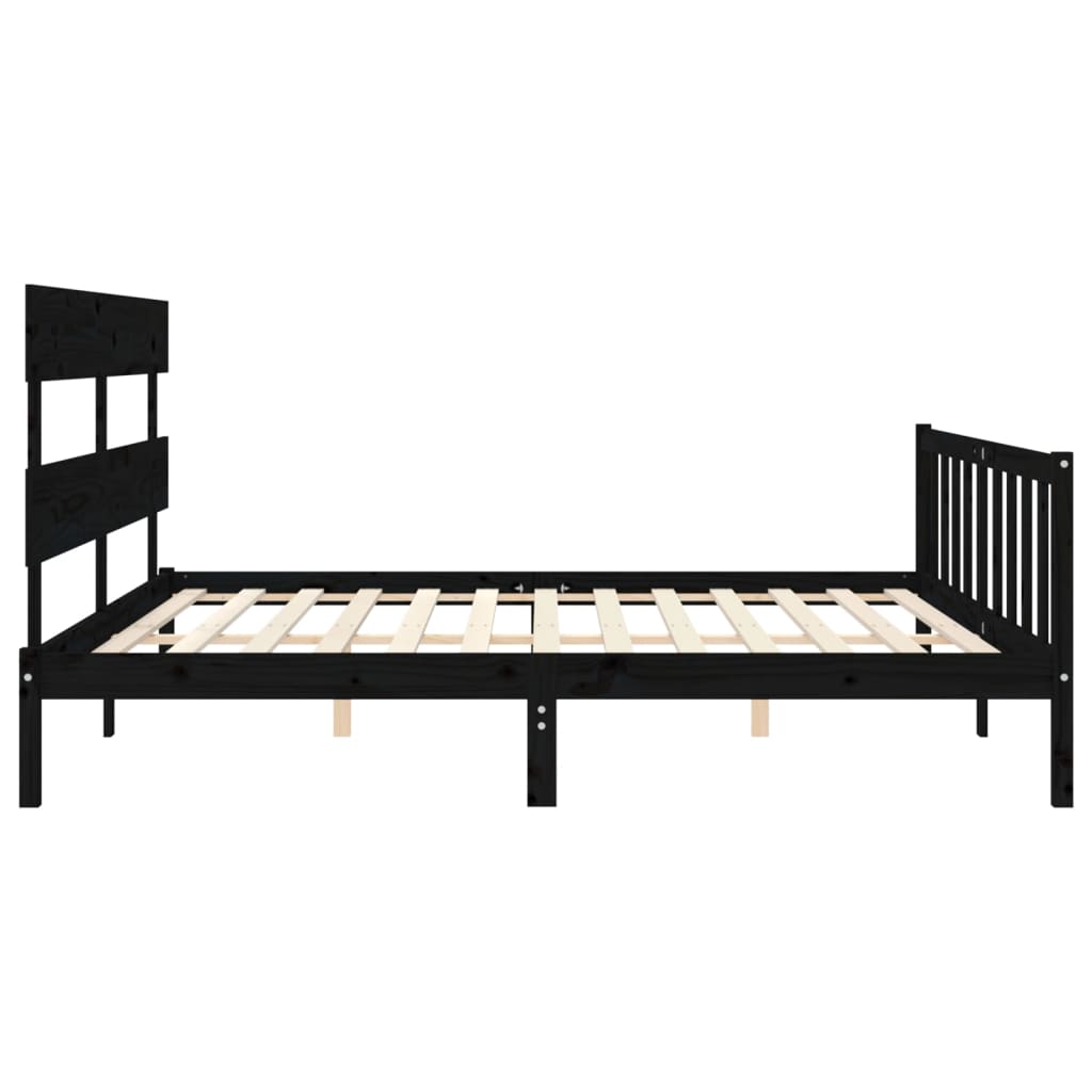 Bed Frame without Mattress Black 183x203 cm King Solid Wood Pine