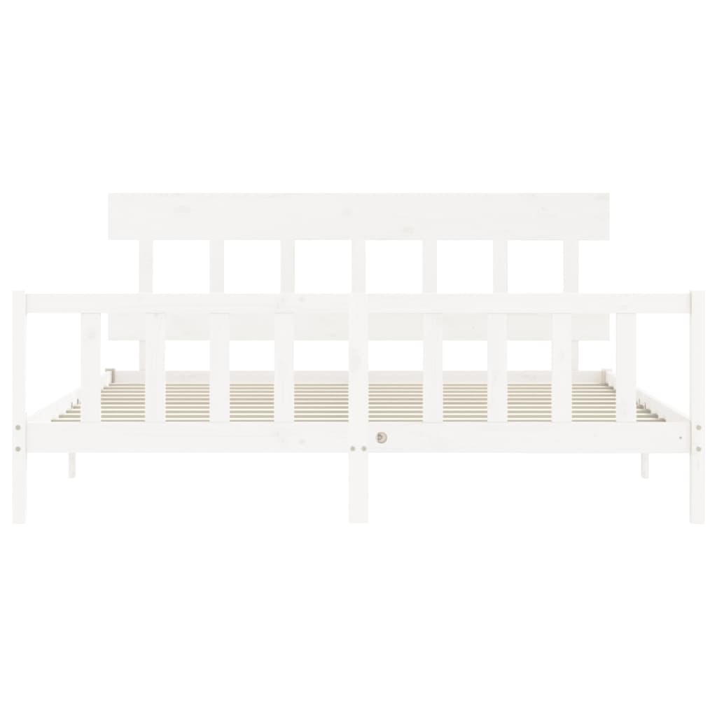 Bed Frame without Mattress White 183x203 cm King Solid Wood Pine