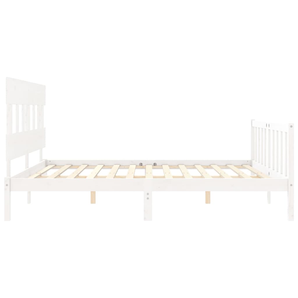 Bed Frame without Mattress White 183x203 cm King Solid Wood Pine