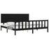 Bed Frame without Mattress Black 183x203 cm King Solid Wood Pine