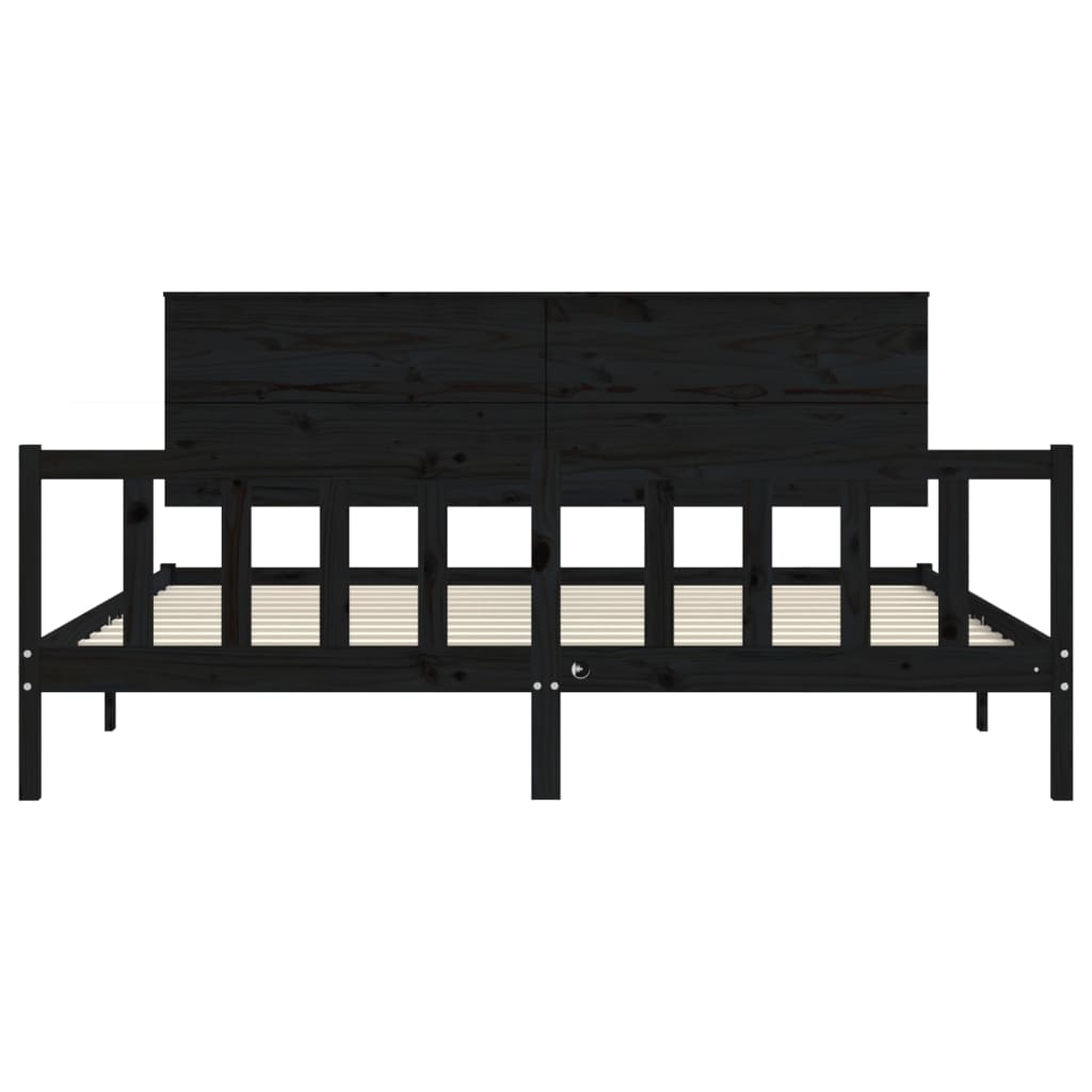 Bed Frame without Mattress Black 183x203 cm King Solid Wood Pine