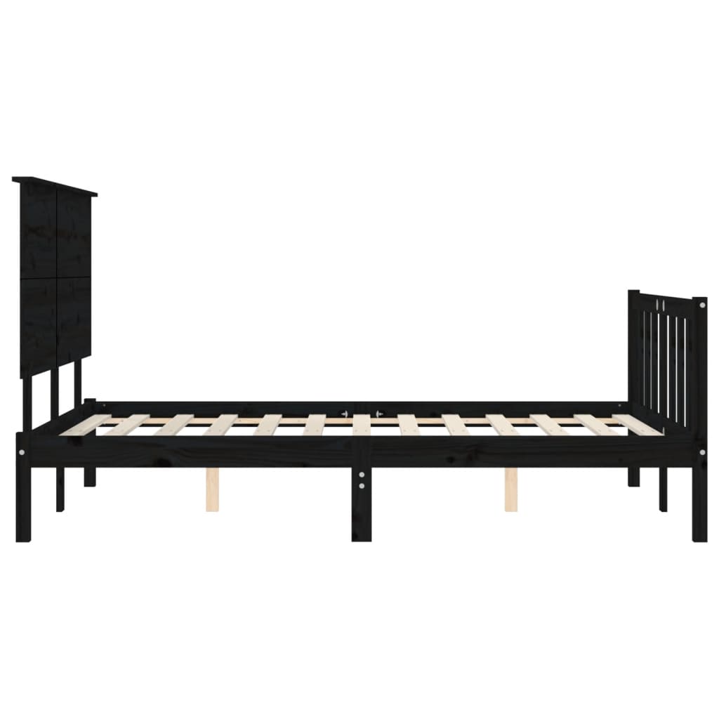 Bed Frame without Mattress Black 183x203 cm King Solid Wood Pine