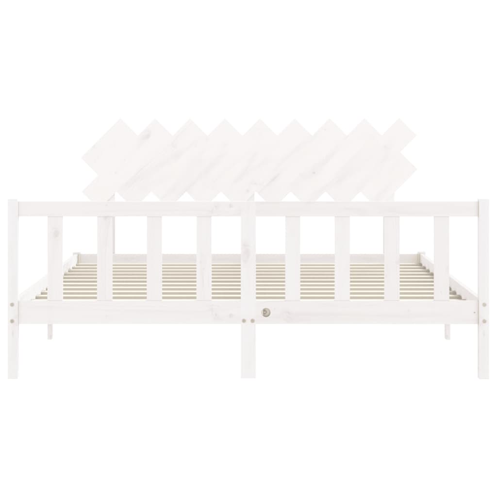 Bed Frame without Mattress White 183x203 cm King Solid Wood Pine