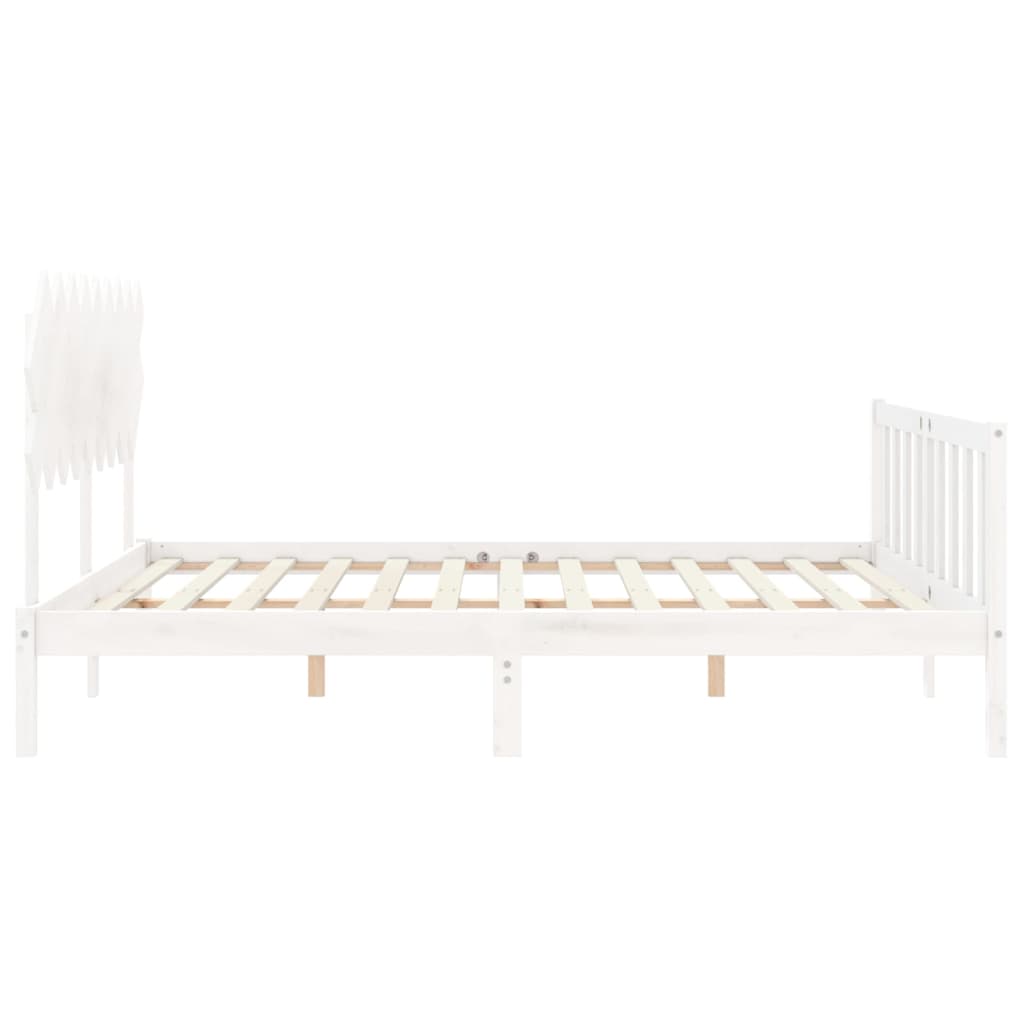 Bed Frame without Mattress White 183x203 cm King Solid Wood Pine