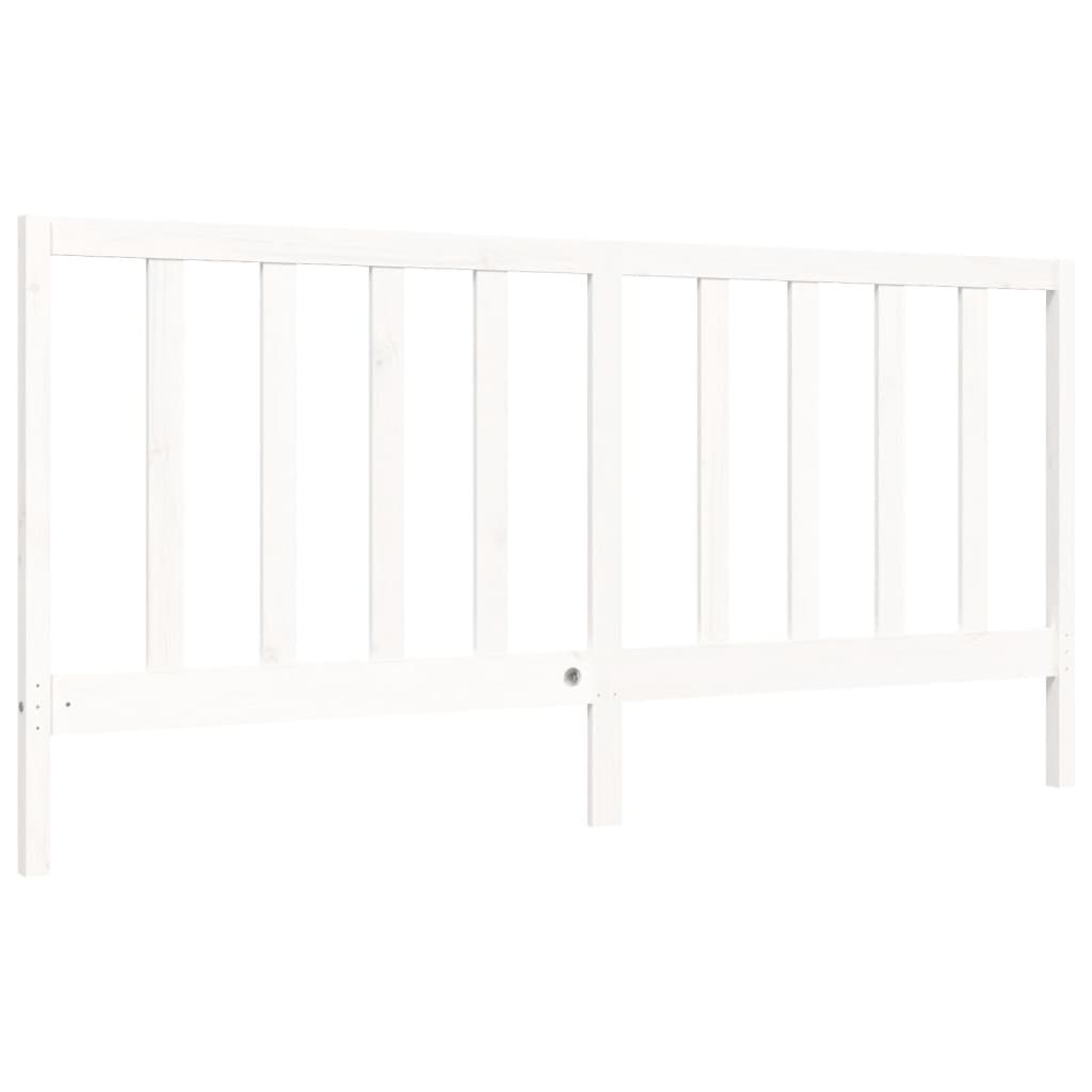 Bed Frame without Mattress White 183x203 cm King Solid Wood Pine