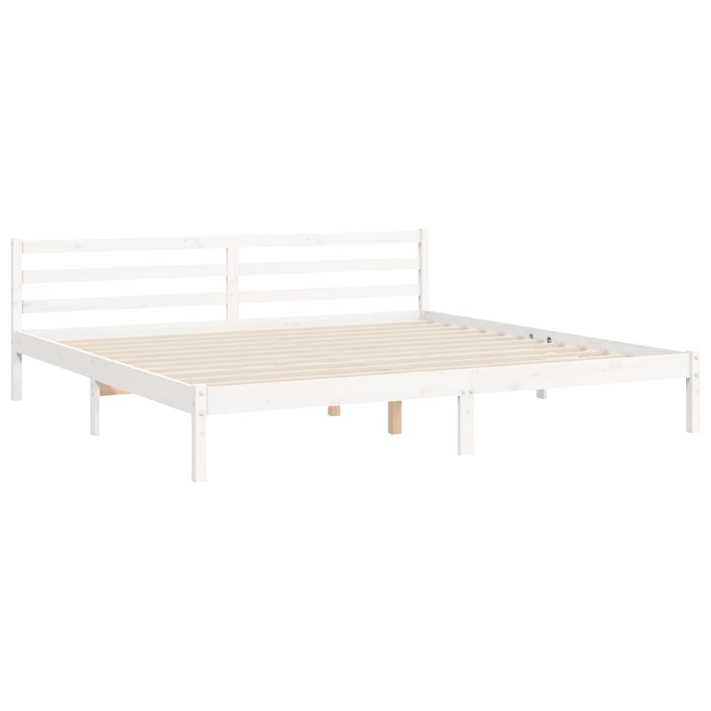 Bed Frame without Mattress White 183x203 cm King Solid Wood Pine