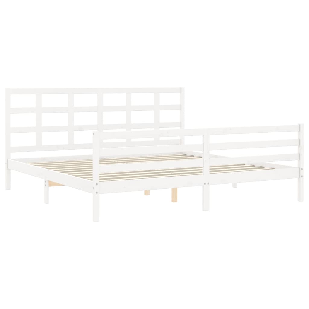 Bed Frame without Mattress White 183x203 cm King Solid Wood