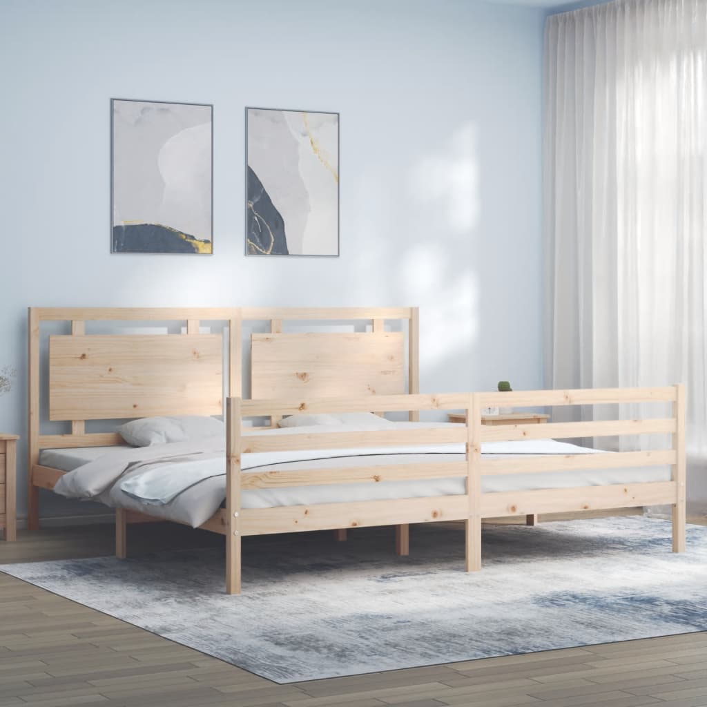 Bed Frame without Mattress 183x203 cm King Solid Wood