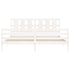 Bed Frame without Mattress White 183x203 cm King Solid Wood