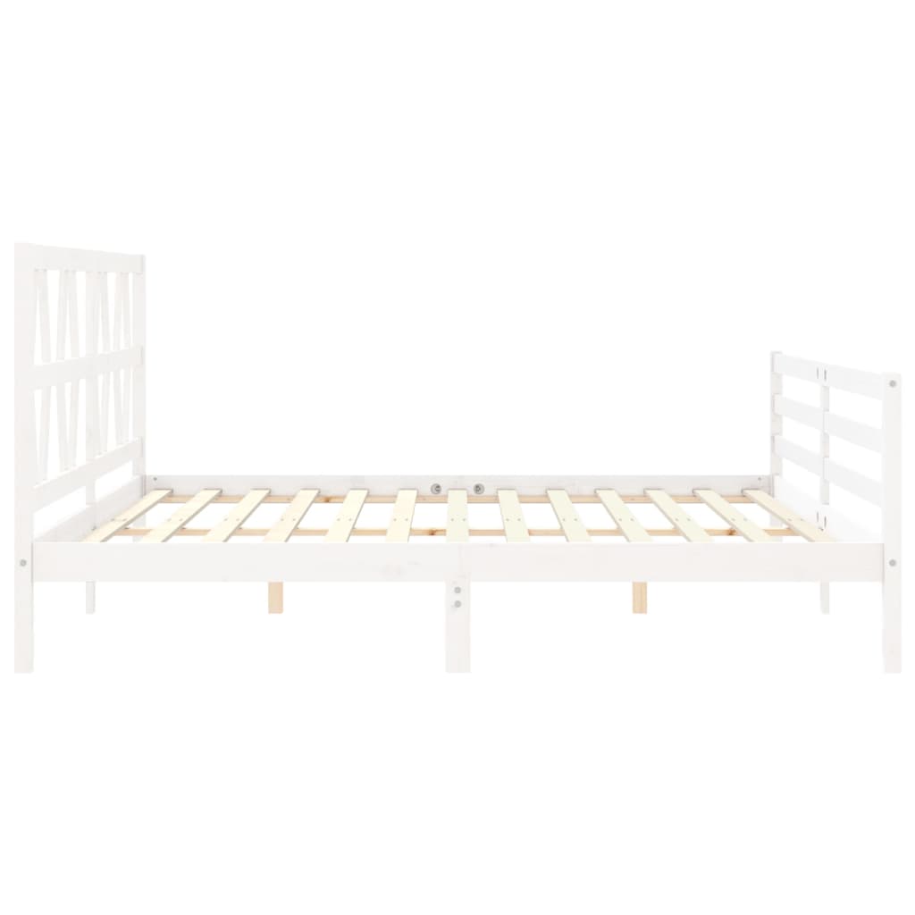 Bed Frame without Mattress White 183x203 cm King Solid Wood