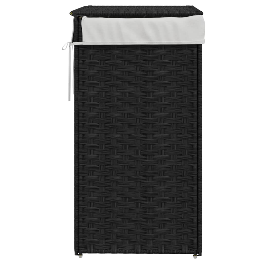 Laundry Basket with Lid Black 46x33x60 cm Poly Rattan