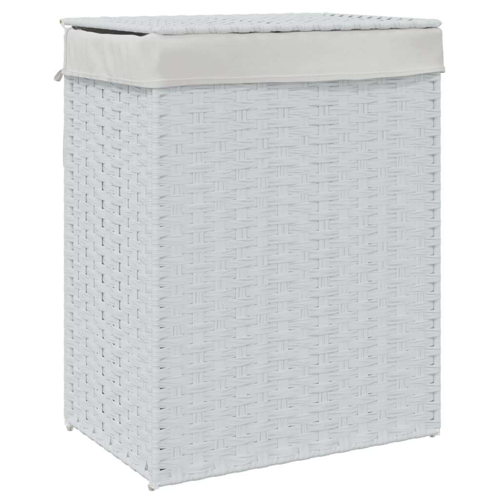 Laundry Basket with Lid White 46x33x60 cm Poly Rattan