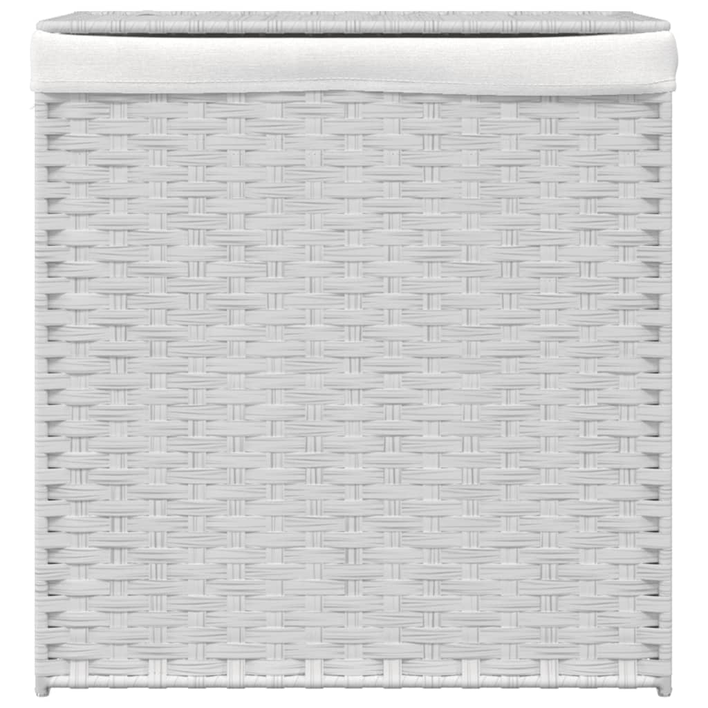 Laundry Basket with 2 Sections White 53x35x57 cm Poly Rattan