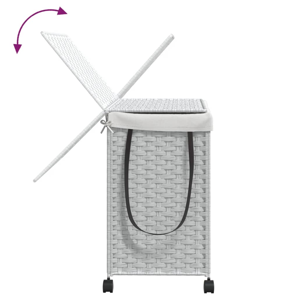 Laundry Basket with Wheels White 60x35x60.5 cm Rattan