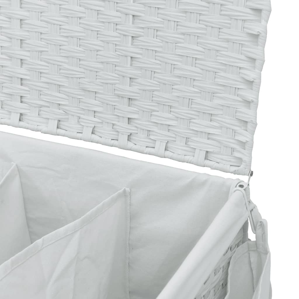 Laundry Basket with Wheels White 60x35x60.5 cm Rattan