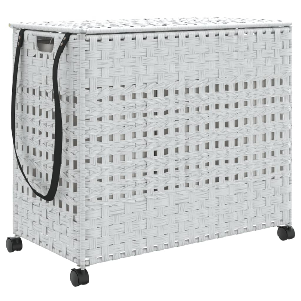 Laundry Basket with Wheels White 66x35x60 cm Rattan