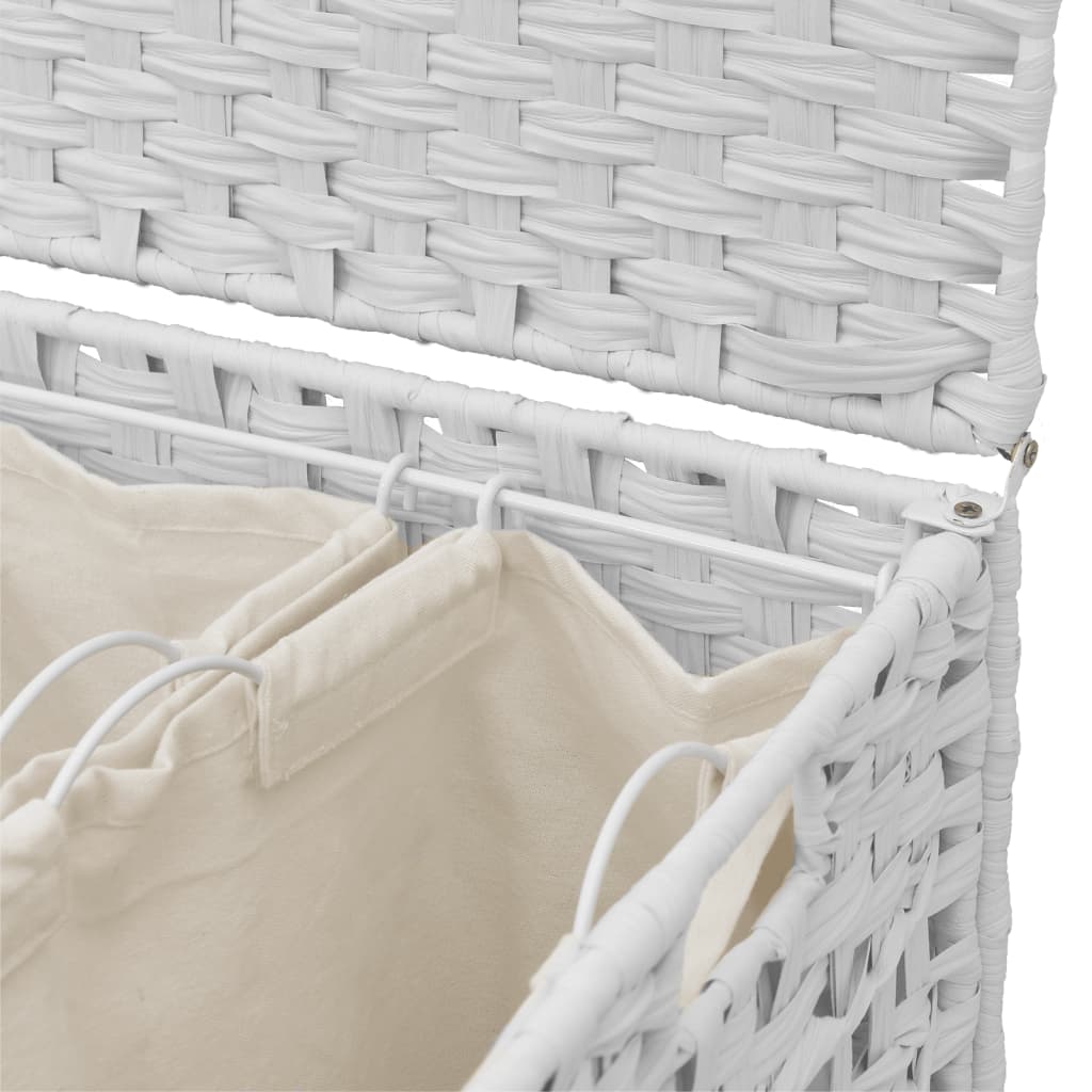 Laundry Basket with Wheels White 66x35x60 cm Rattan