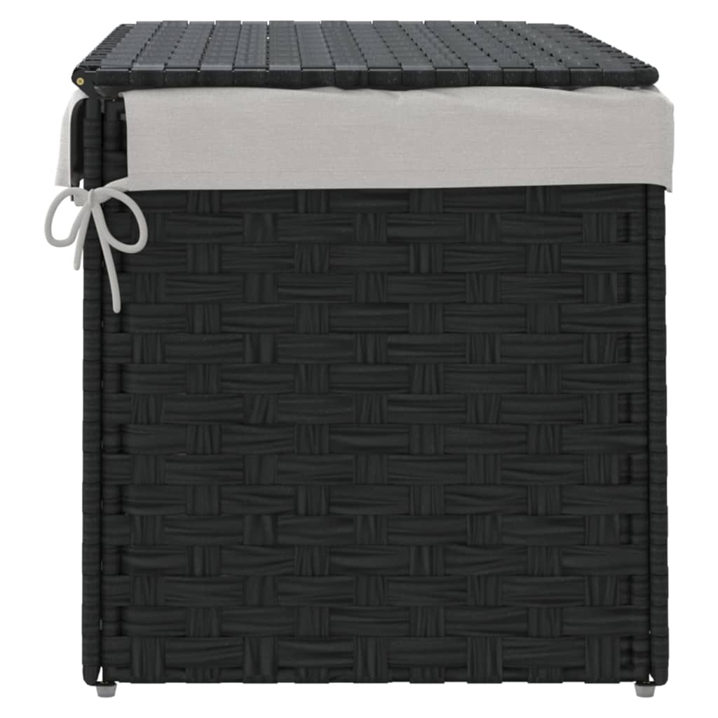 Laundry Basket with Lid Black 55.5x35x34 cm Poly Rattan