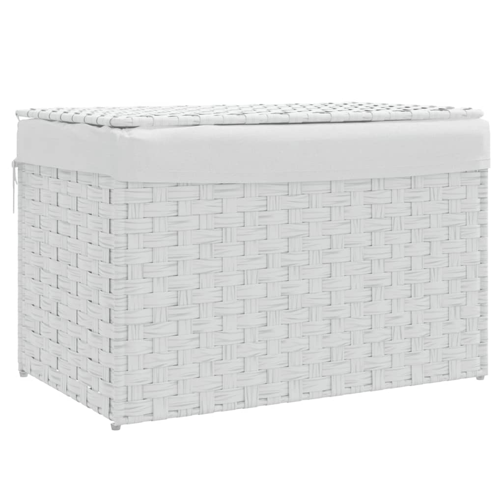 Laundry Basket with Lid White 55.5x35x34 cm Poly Rattan