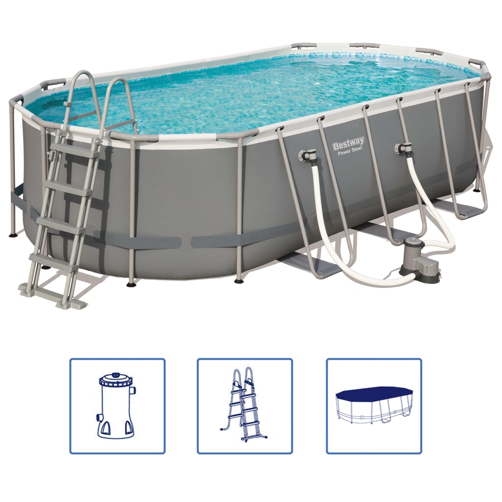 Power Steel Swimming Pool Set Oval 549x274x122cm