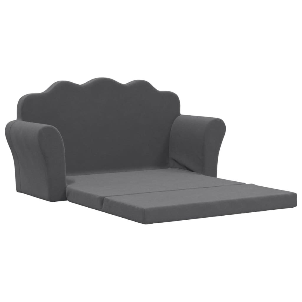 Kids' Sofa Bed 2-Seater Anthracite Soft Plush