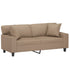 2-Seater Sofa with Throw Pillows Cappuccino 140 cm Faux Leather