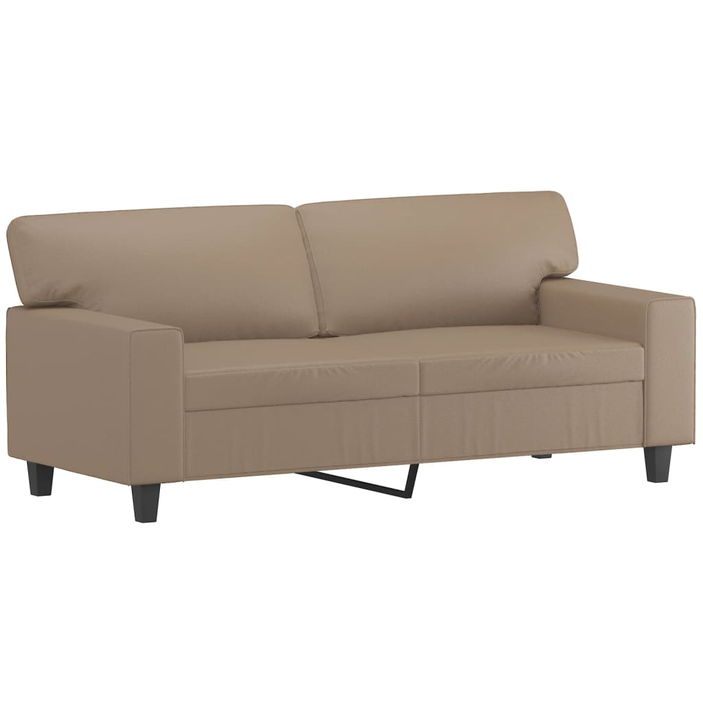 2-Seater Sofa with Throw Pillows Cappuccino 140 cm Faux Leather