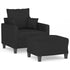 Sofa Chair with Footstool Black 60 cm Fabric