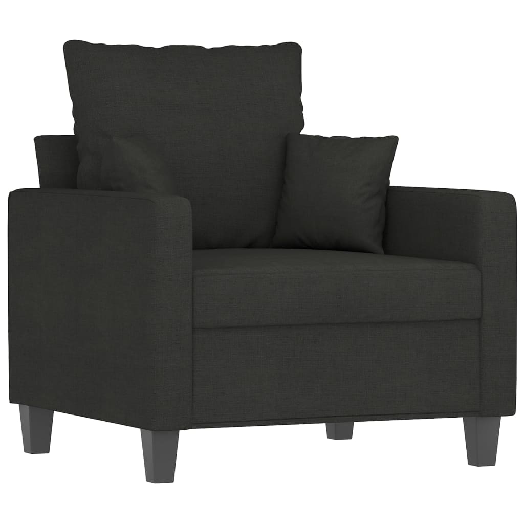 Sofa Chair with Footstool Black 60 cm Fabric