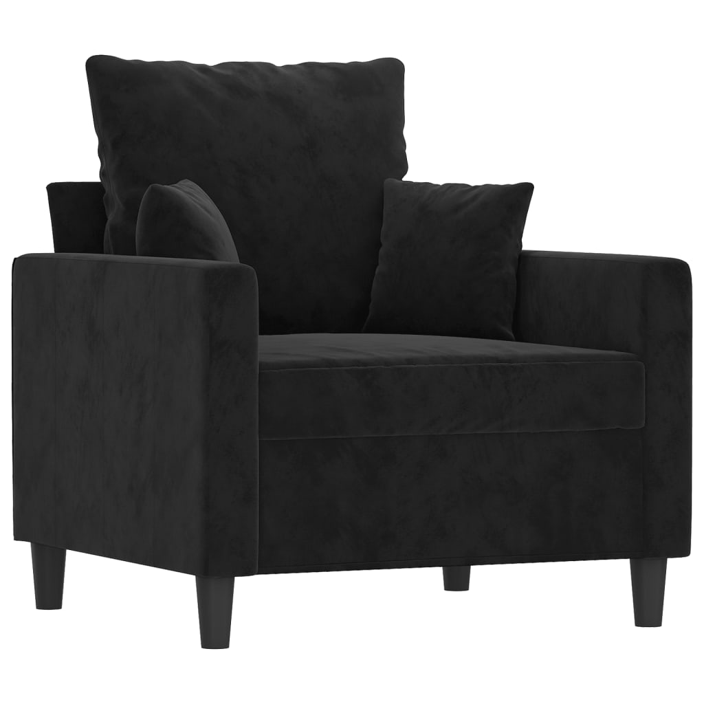 Sofa Chair with Footstool Black 60 cm Velvet