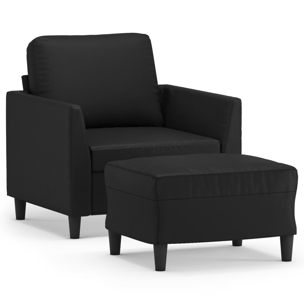 Sofa Chair with Footstool Black 60 cm Faux Leather