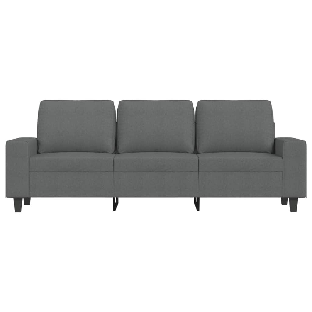 3-Seater Sofa with Footstool Dark Grey 180 cm Fabric