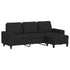 3-Seater Sofa with Footstool Black 180 cm Fabric