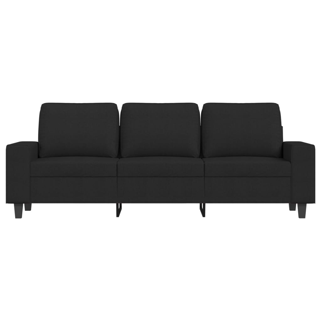 3-Seater Sofa with Footstool Black 180 cm Fabric