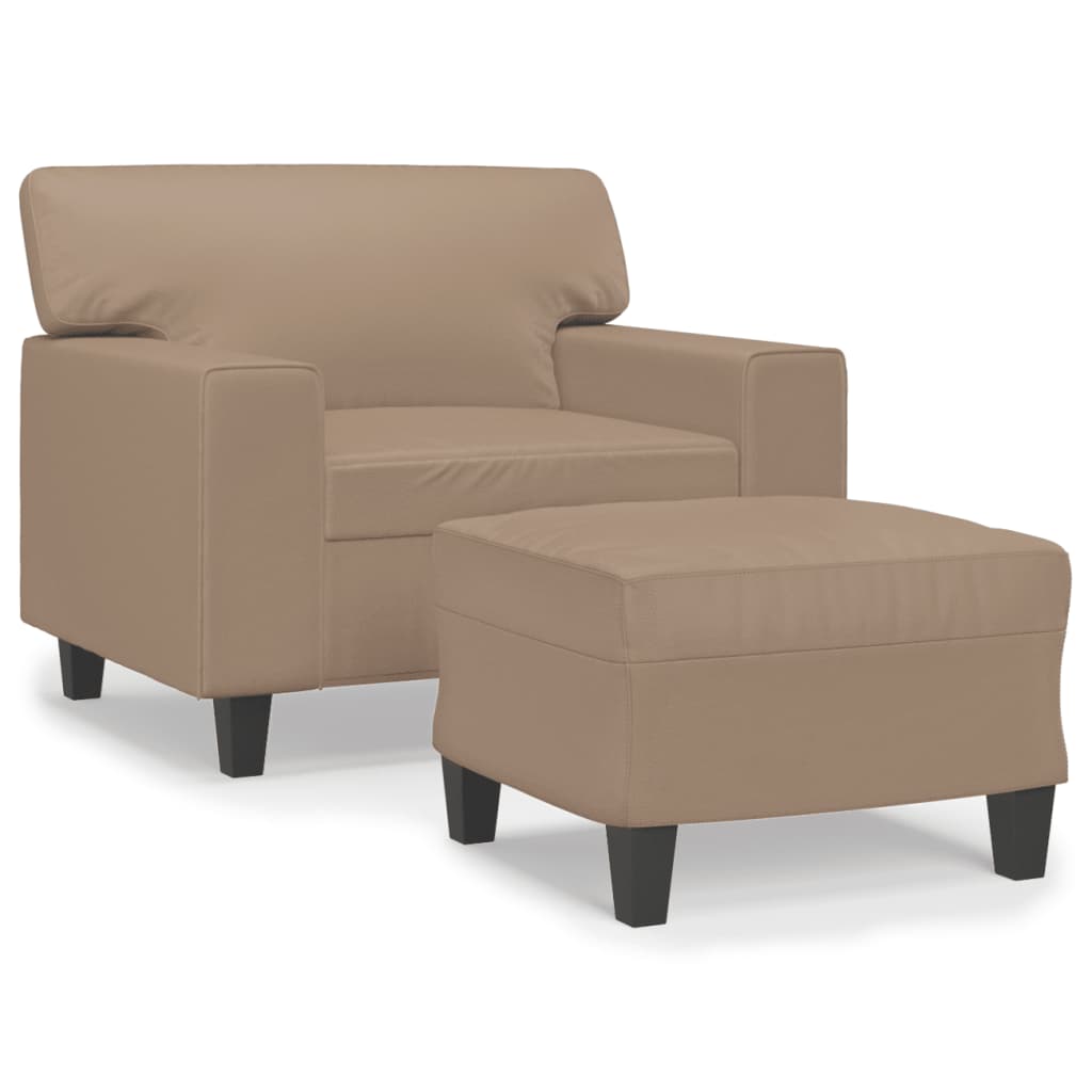 Sofa Chair with Footstool Cappuccino 60 cm Faux Leather