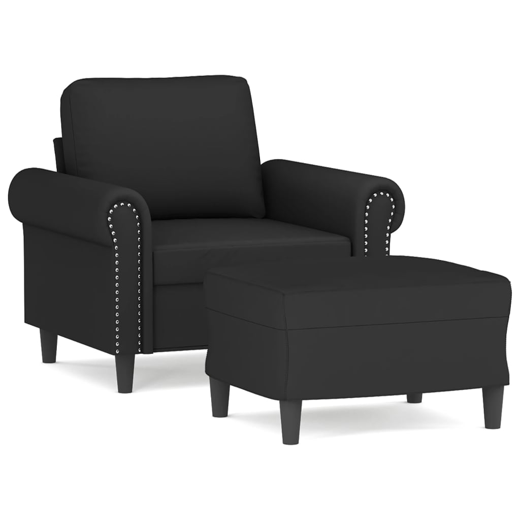 Sofa Chair with Footstool Black 60 cm Velvet