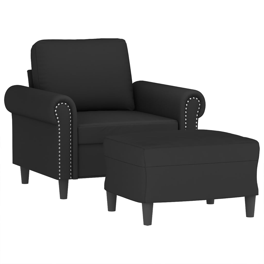 Sofa Chair with Footstool Black 60 cm Velvet