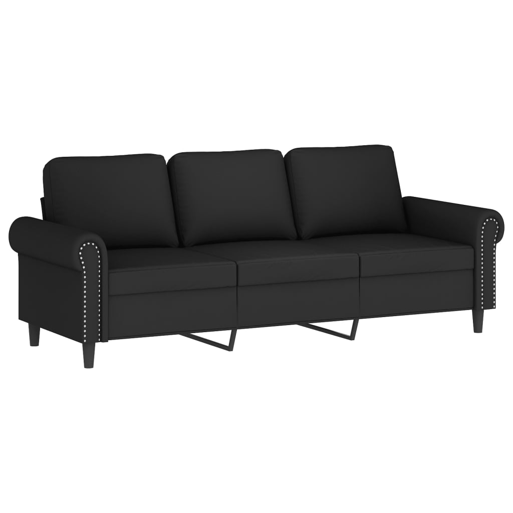 3-Seater Sofa with Footstool Black 180 cm Velvet