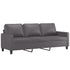 3 Piece Sofa Set with Cushions Grey Faux Leather