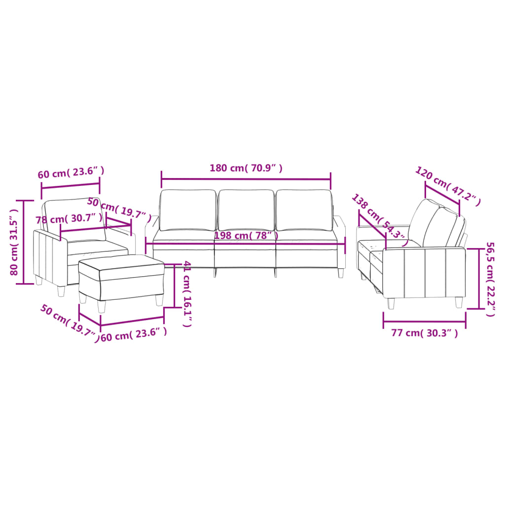 4 Piece Sofa Set with Cushions Grey Faux Leather