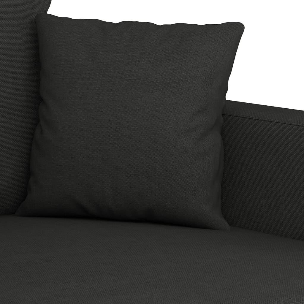 4 Piece Sofa Set with Pillows Black Fabric