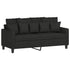 3 Piece Sofa Set with Cushions Black Fabric