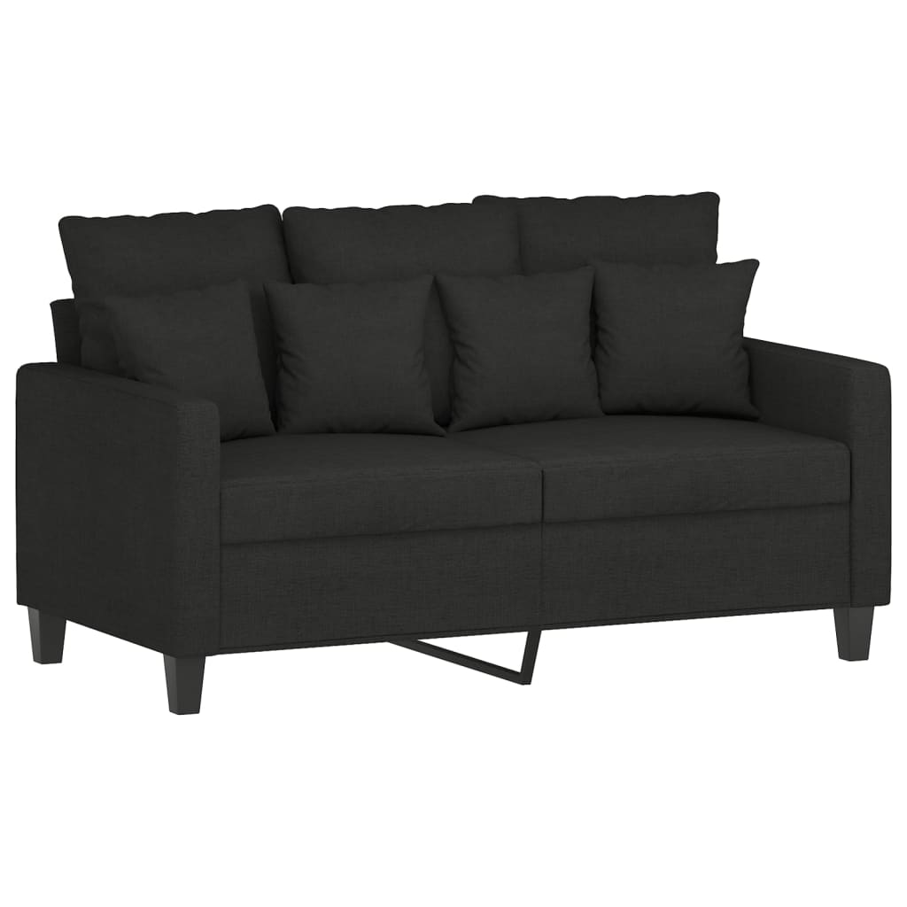 3 Piece Sofa Set with Cushions Black Fabric