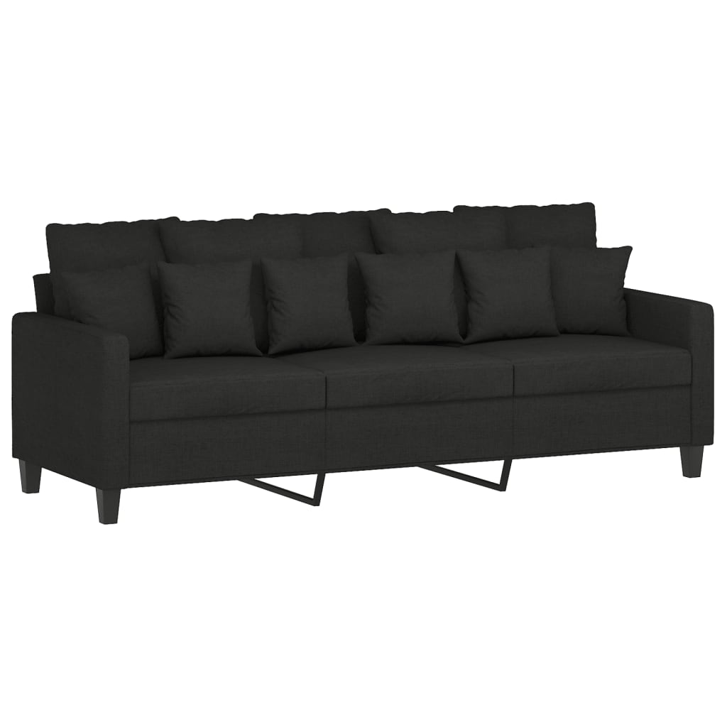 3 Piece Sofa Set with Cushions Black Fabric