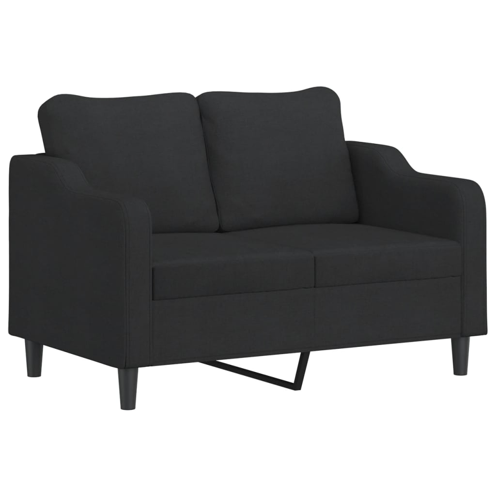 3 Piece Sofa Set with Pillows Black Fabric