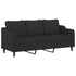 3 Piece Sofa Set with Pillows Black Fabric