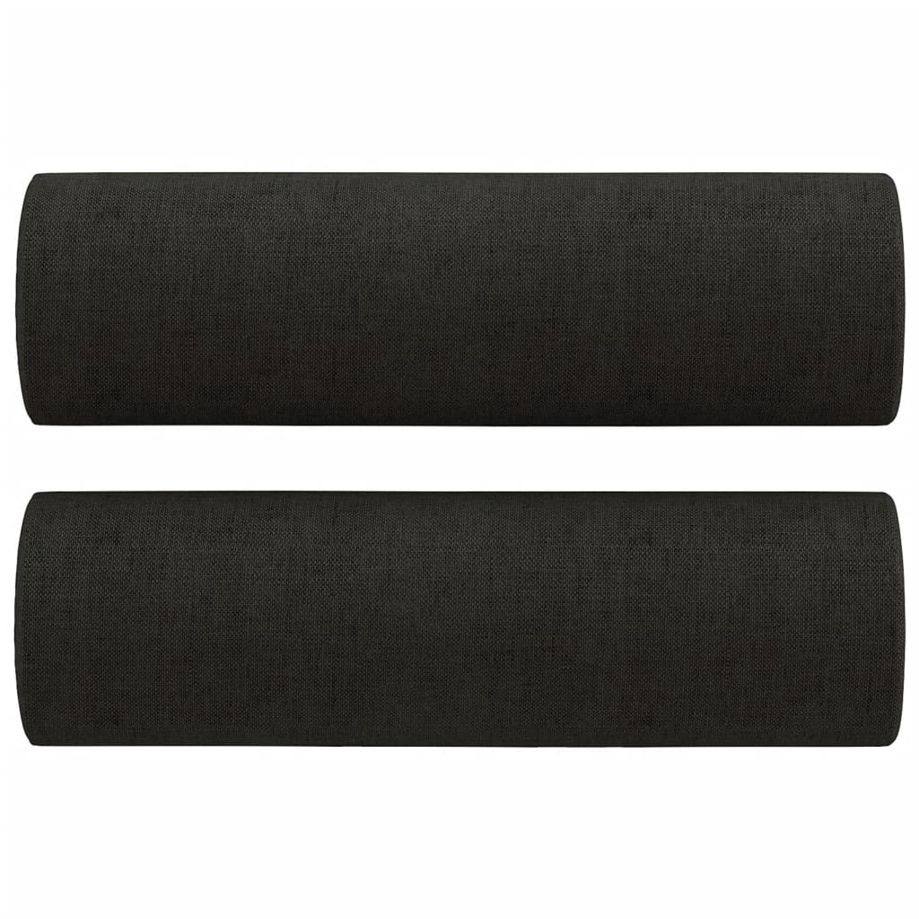 4 Piece Sofa Set with Pillows Black Fabric